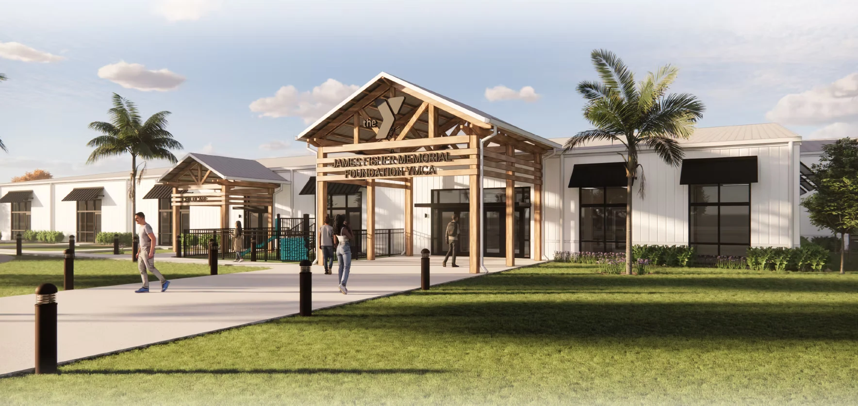 James Fisher Memorial Foundation YMCA, modern community facility exterior rendering